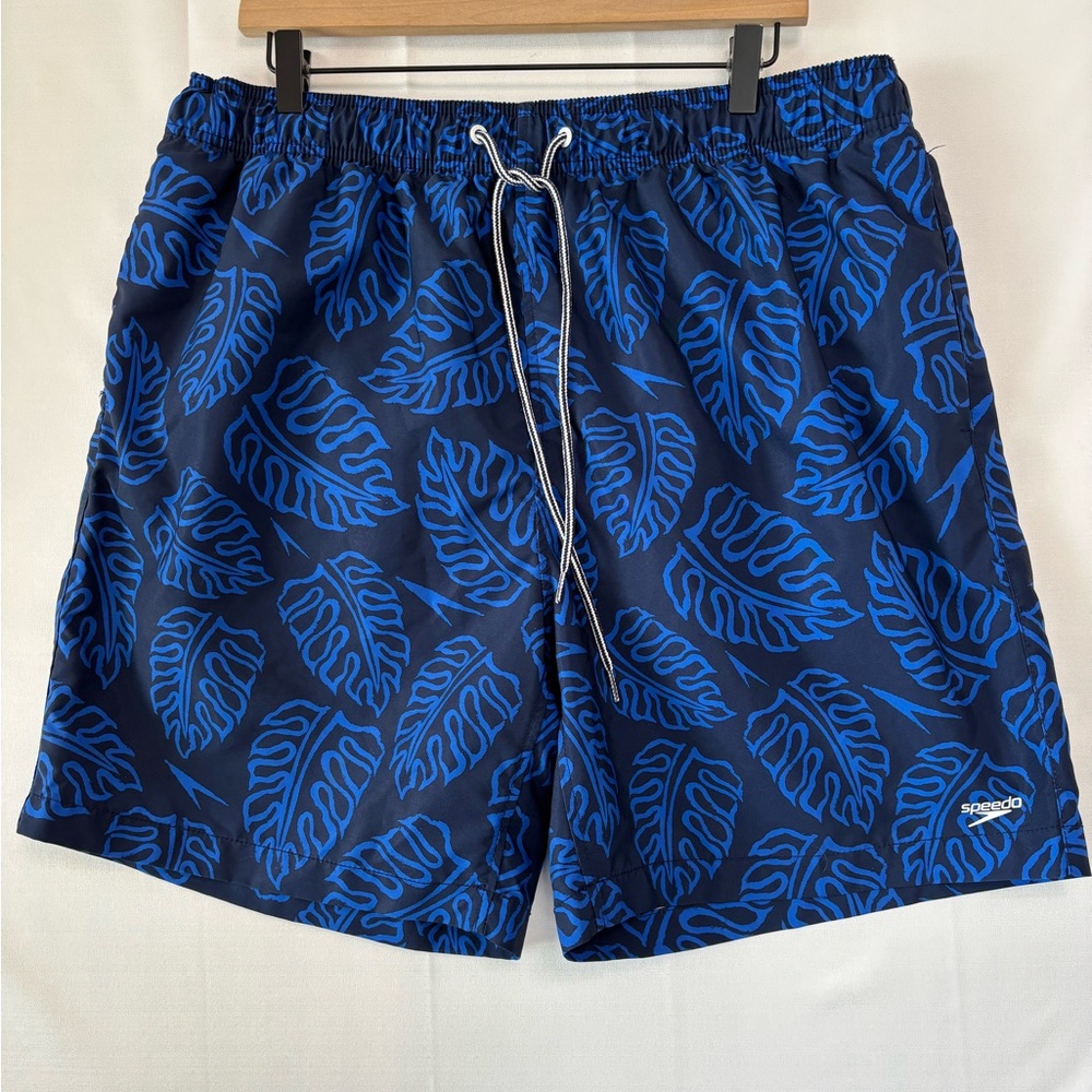 SPEEDO Men’s Blue Print Swim Trunks Size XXL
